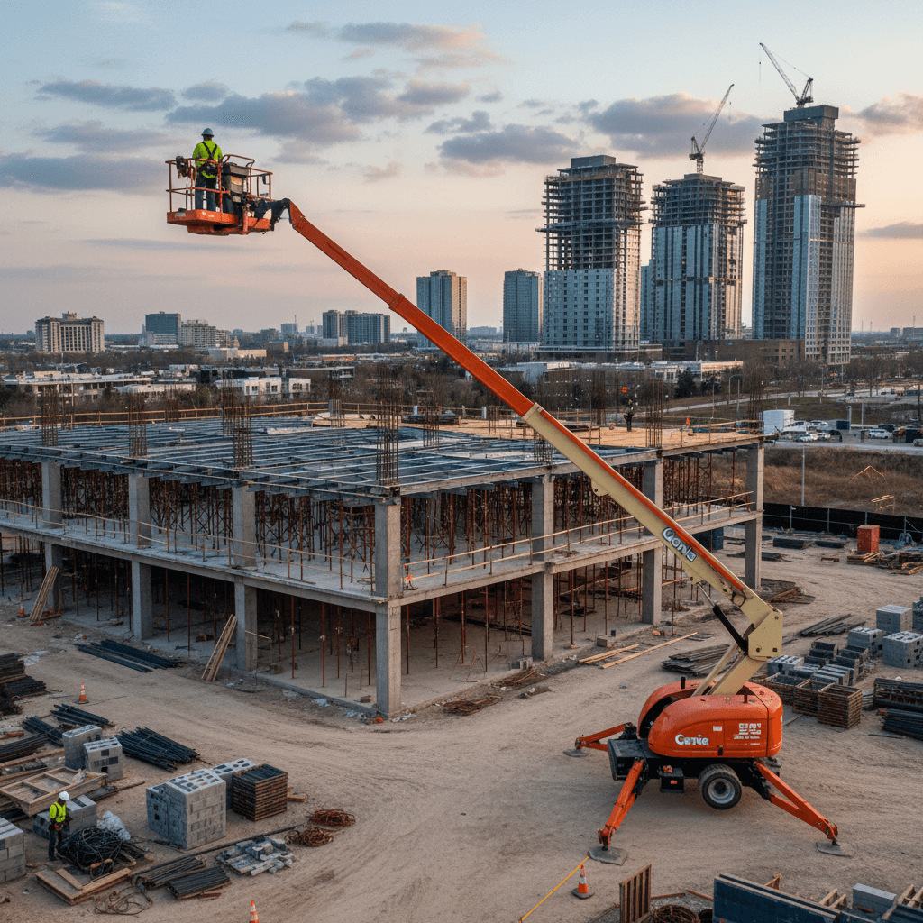 Piattaforma aerea elevata in cantiere