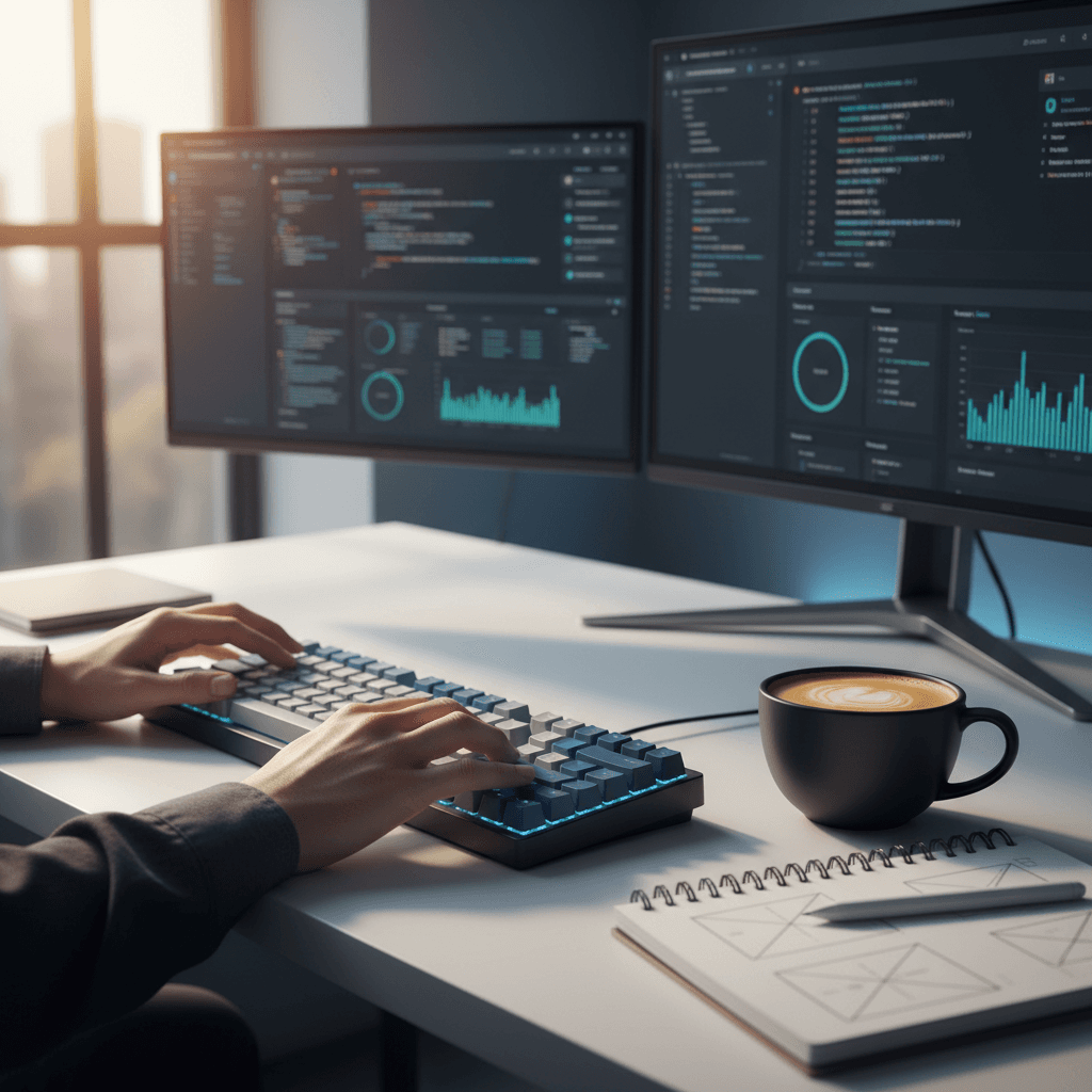 Cantiere con escavatore e operai in equipaggiamento di sicurezza